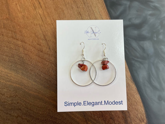 Red Jasper hoop earrings