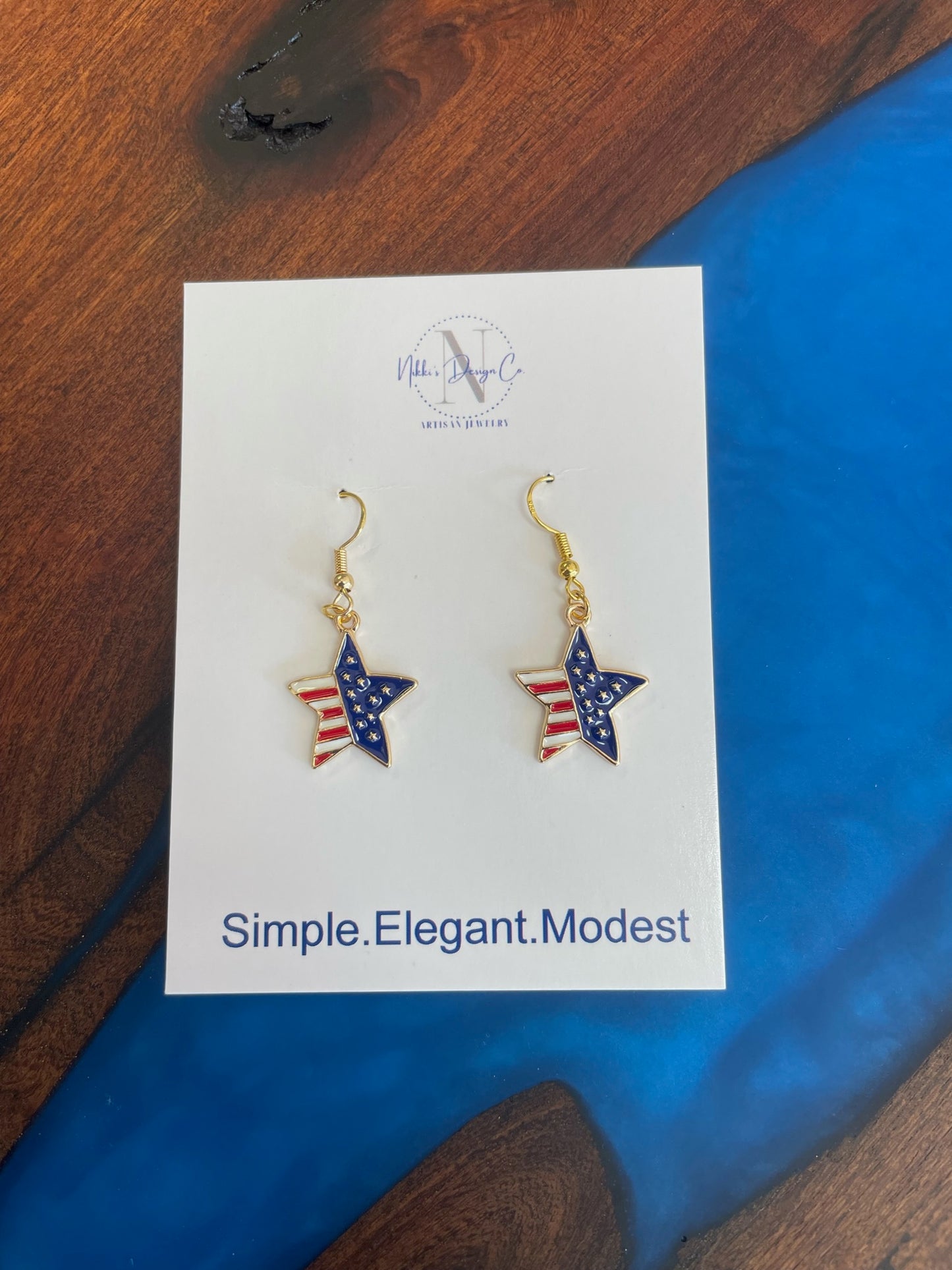 Red white and blue star charm earrings 2