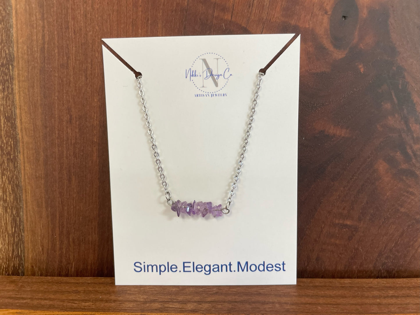 Amethyst bar necklace - Stainless Steel