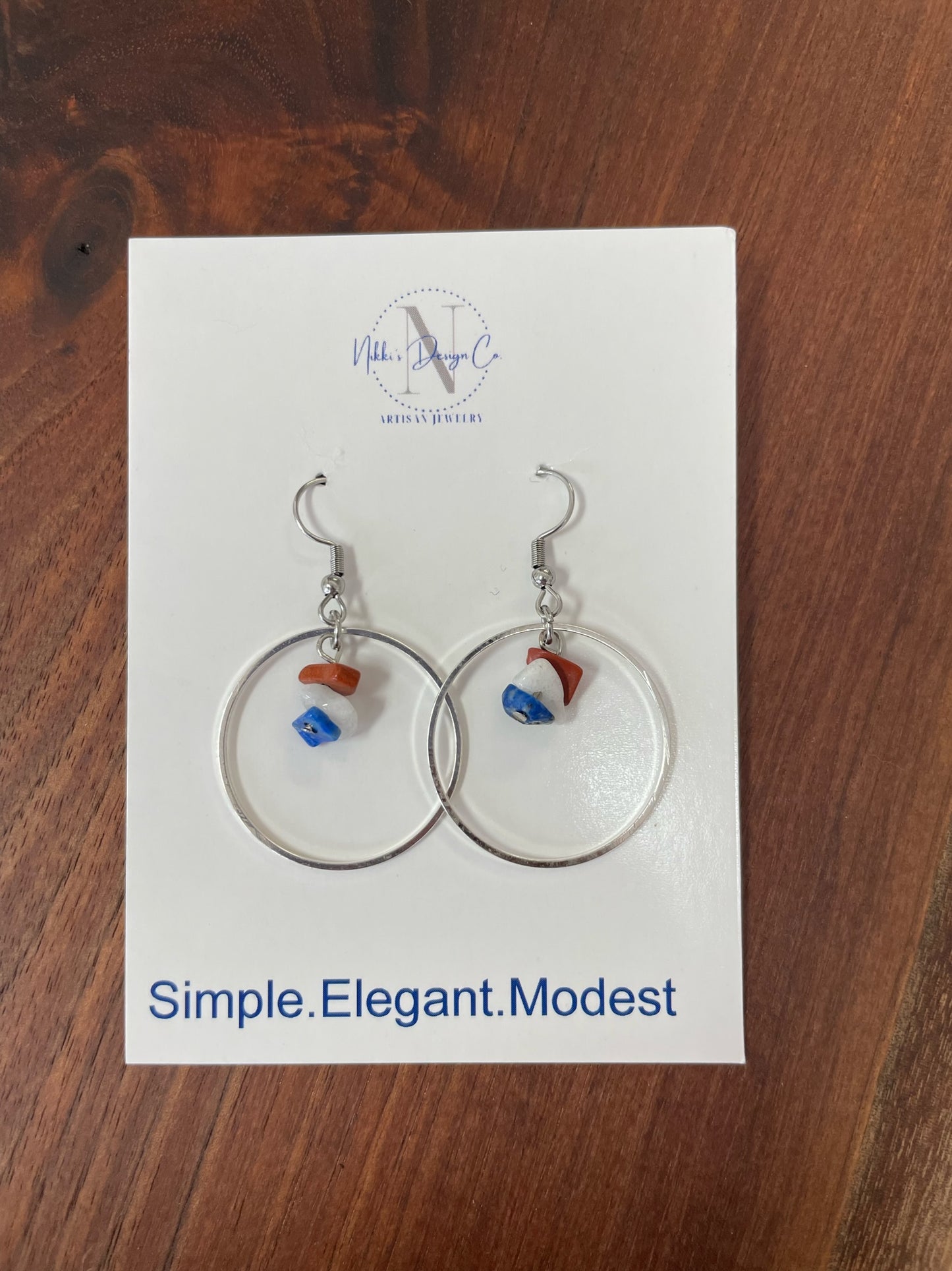 Red white and blue hoop earrings