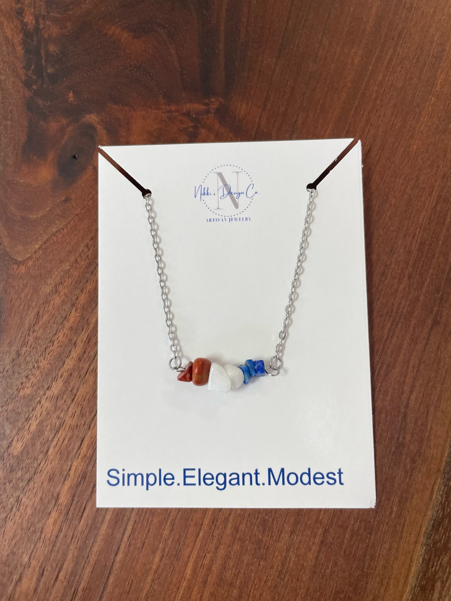 Red white and blue bar necklace