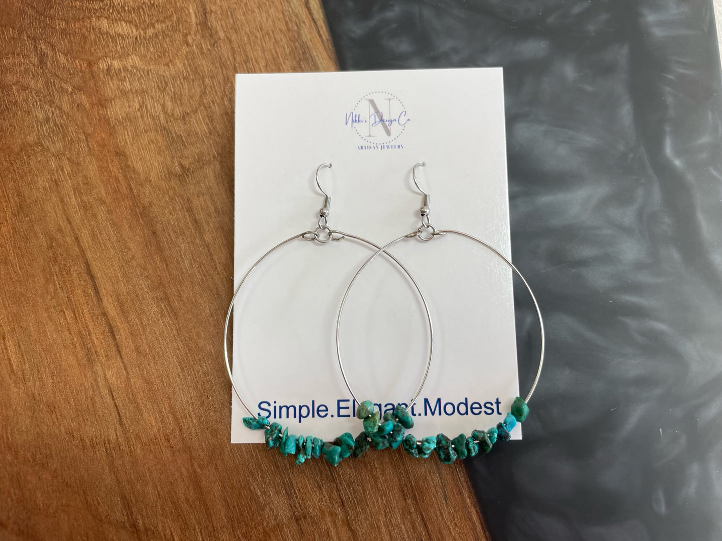 Turquoise large hoop earrings